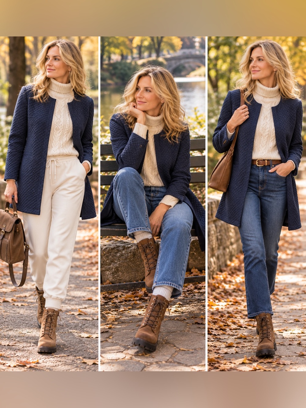Olsen Women's Navy Textured Long Blazer - Classic Tailored Coat